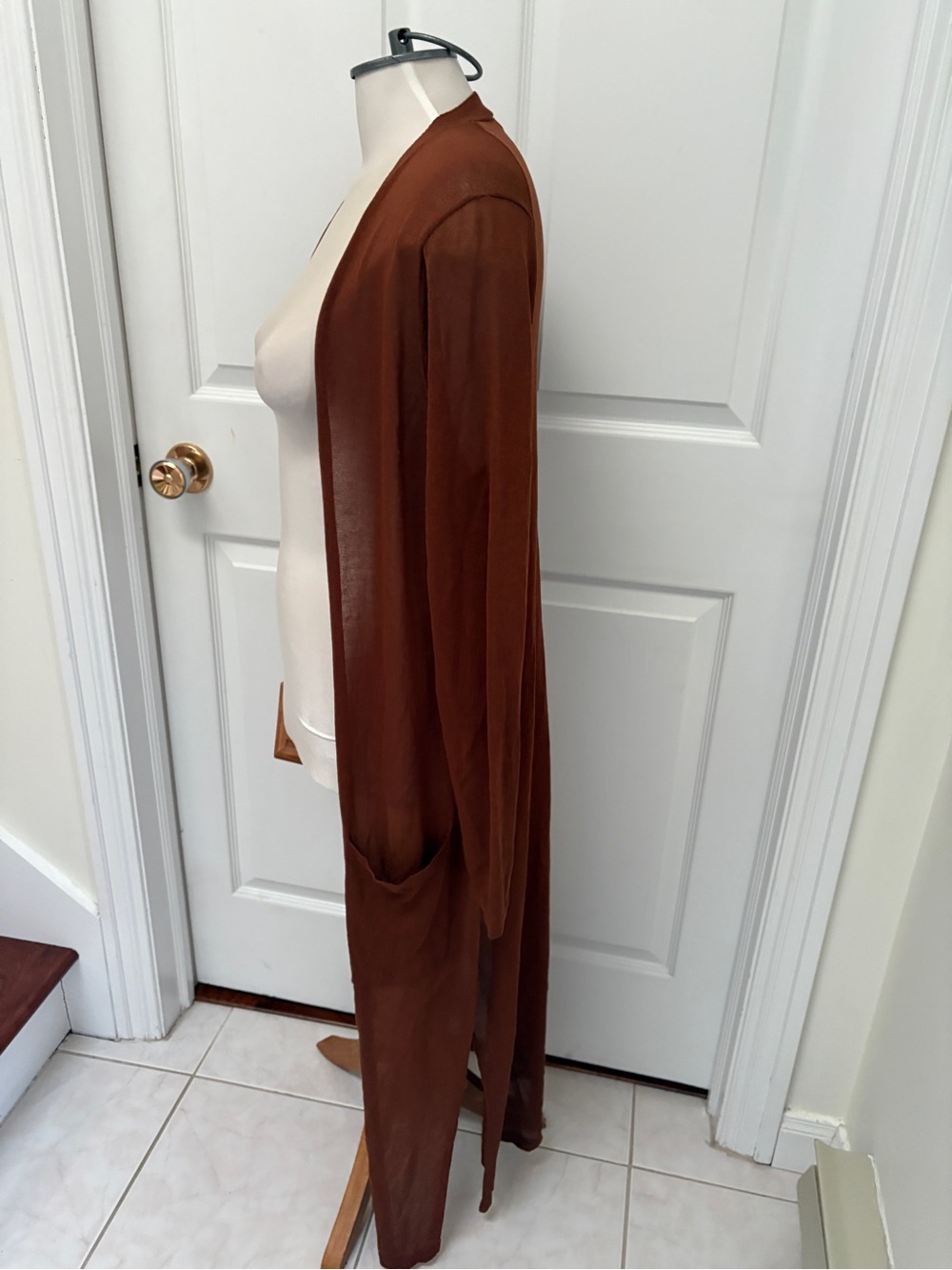 NWT Joe Fresh Brown Open-Front Long Cardigan size ladies medium